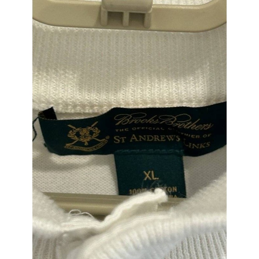 Brooks Brothers White Argyle Blue Long Sleeve‎ Sweater 1/4 Button St Andrews XL - Picture 7 of 11